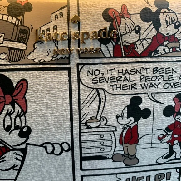 Authentic KATE SPADE Saffiano/leather trim Disney print zip around laptop sleeve - Picture 3 of 11